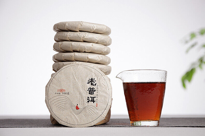 Yunnan Pu'er Tea Menghai Ripe Tea 100g Old Pu'er Ripe Cake Big Tree Old Tree
