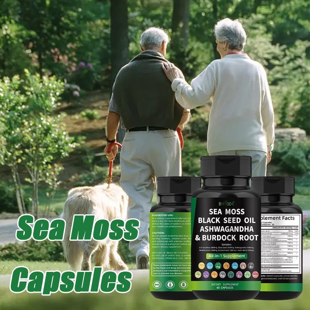Certified Organic Sea Moss Capsules Irish Sea Moss Bladderwrack Burdock Root