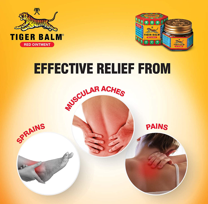 Tiger Balm (Red) Super Strength Pain Relief Ointment (pack of 4 Jars )