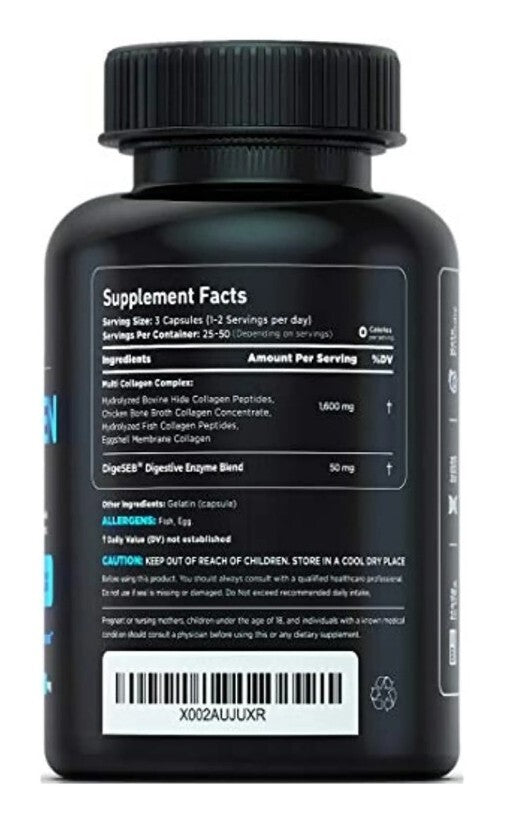 120caps Vital Vitamins Multi Collagen Complex - Type I, II, III, V, X, Grass Fed
