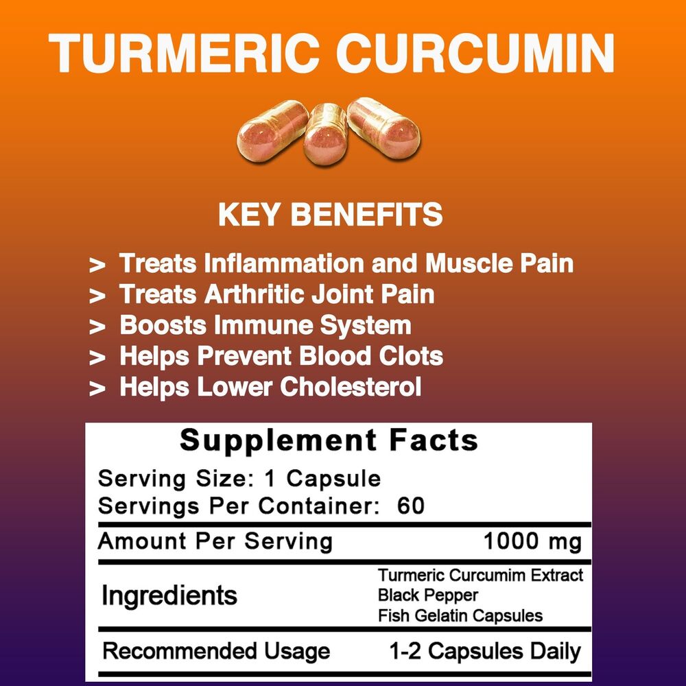 Turmeric With 95% Curcumin Joint and Muscle Pain Relief With Black Pepper