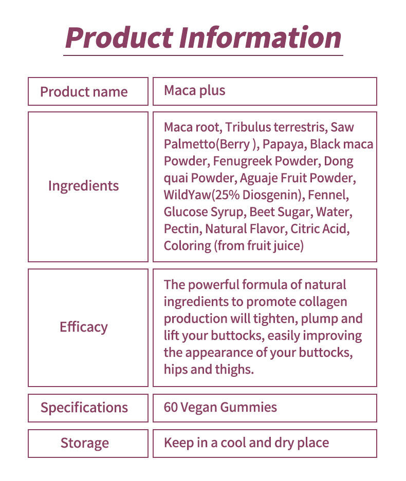 100% Natural Maca Root Plus Butt Firming BBL-Gummies for Butt Hips Enlargement