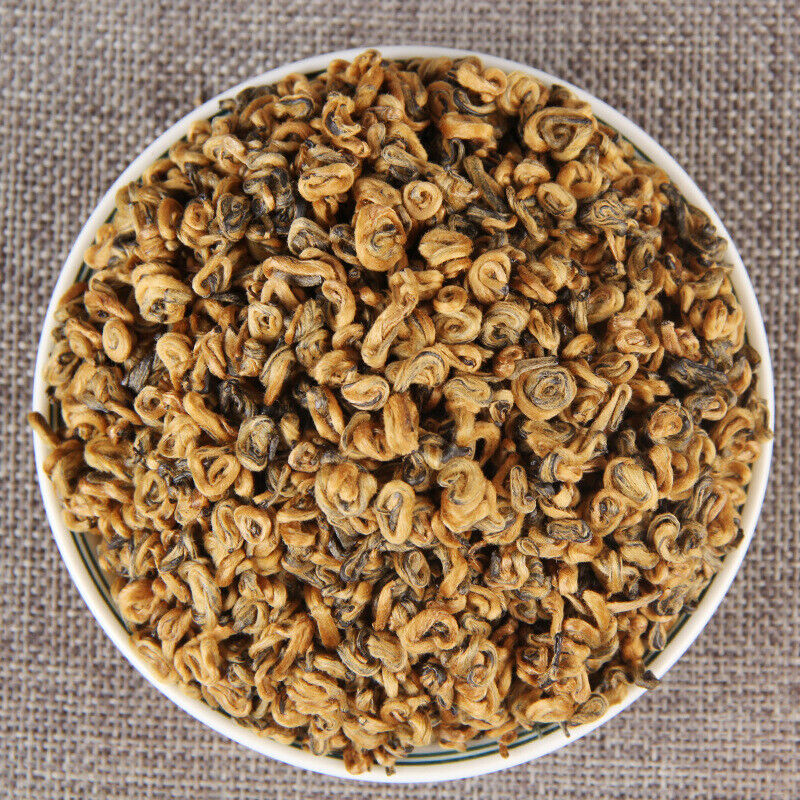 HelloYoung TeaPremium Golden Snail Dian Hong Jin Luo Handmade Pure Bud China Yunnan Black Tea