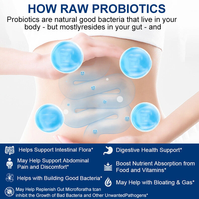Raw Probiotics 100 Billion CFU Potency Digestive Immune Health 60 Capsules USA