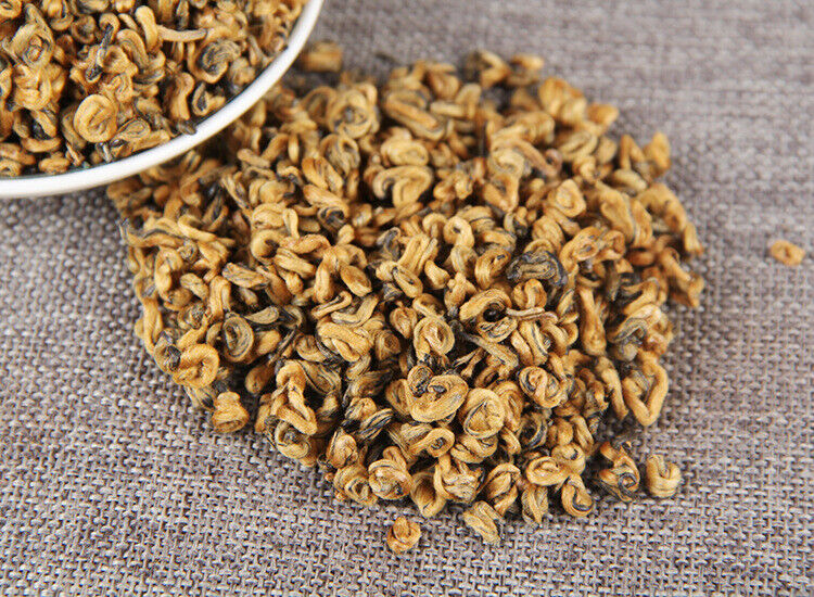 HelloYoung TeaPremium Golden Snail Dian Hong Jin Luo Handmade Pure Bud China Yunnan Black Tea