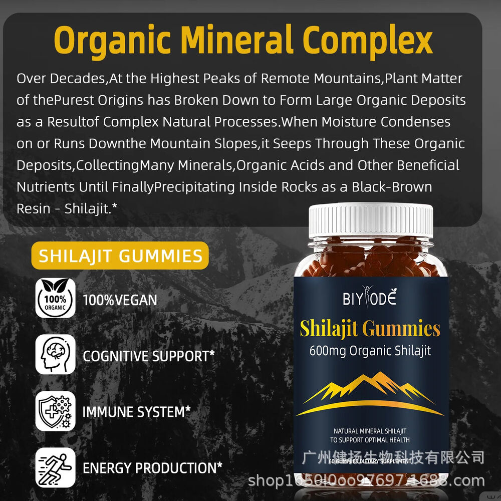Reines Himalaya-Shilajit, 60 Gummibärchen, natürliche Fulvosäure