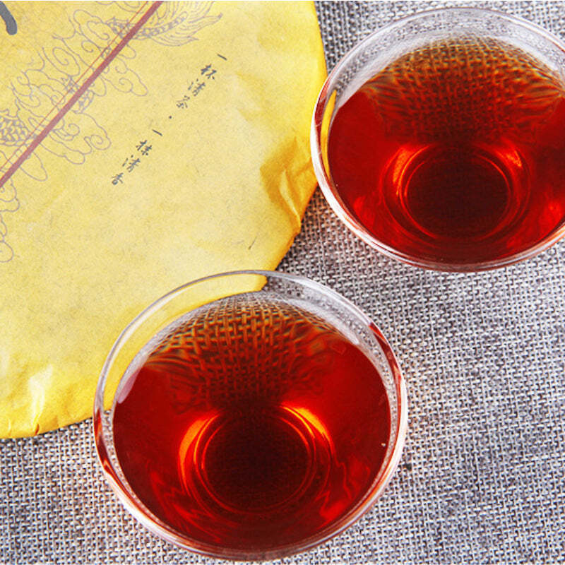 357g Yunnan Ripe Pu'er Tea Puerh Red Tea Cake Old Tree Cooked Pu-erh Black Tea