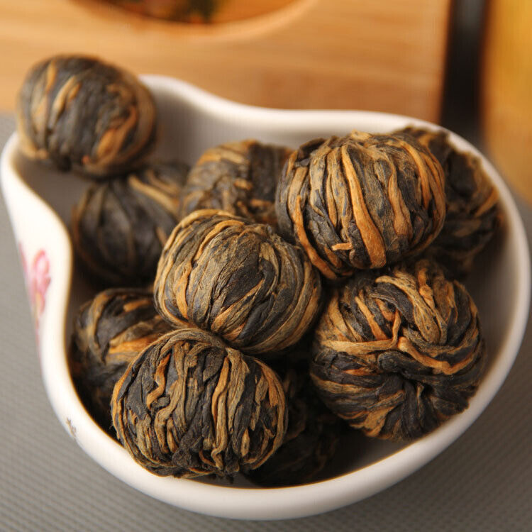 HelloYoung TeaChina Yunnan Dianhong Dragon Pearl Dian Hong Handmade Black Tea Gold Pearl