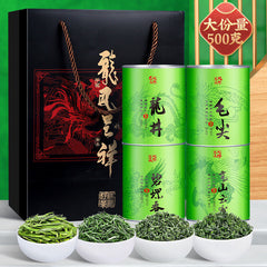 四大绿茶 龙井毛尖茶明前碧螺春高山云雾组合茶叶 500g Four Great Green Teas