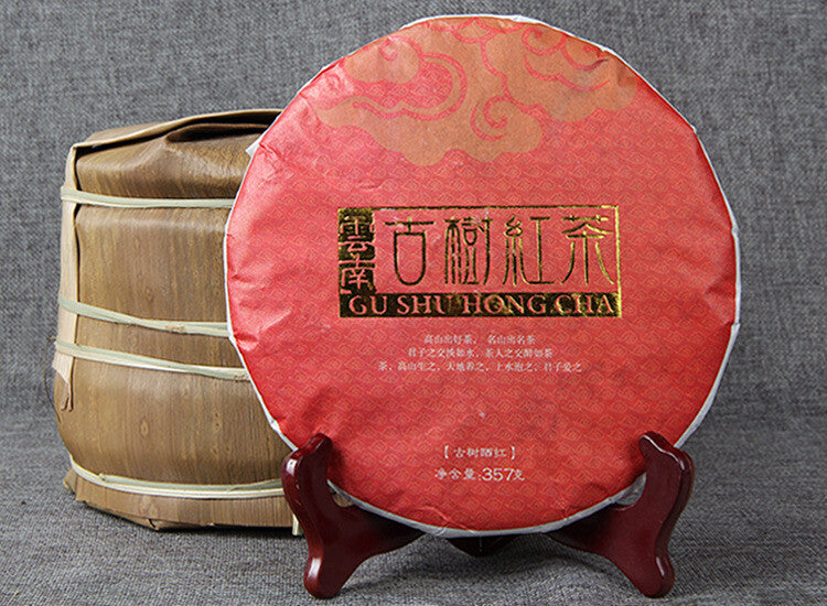 357g Red Black Tea Cake  Yunnan Old Tree Black Chinese Tea Dianhong Feng Qing