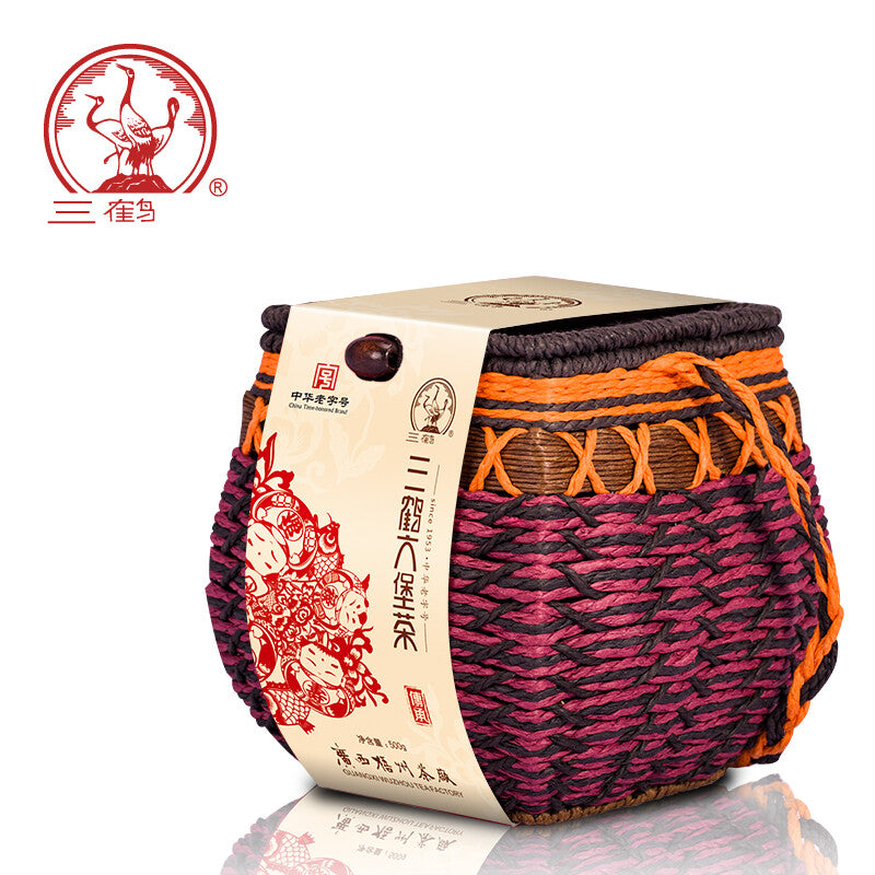 500g  Aged Black Dark Tea Basket  Premium Three Cranes Liupao Hei Cha Liu Bao