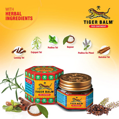 Tiger Balm (Red) Super Strength Pain Relief Ointment (pack of 4 Jars )