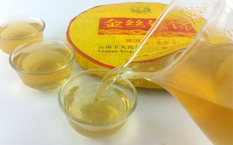 357g Ancient Tree Xiaguan Golden Pu-erh Jinsi Tiebing Puer Organic Puerh Tea