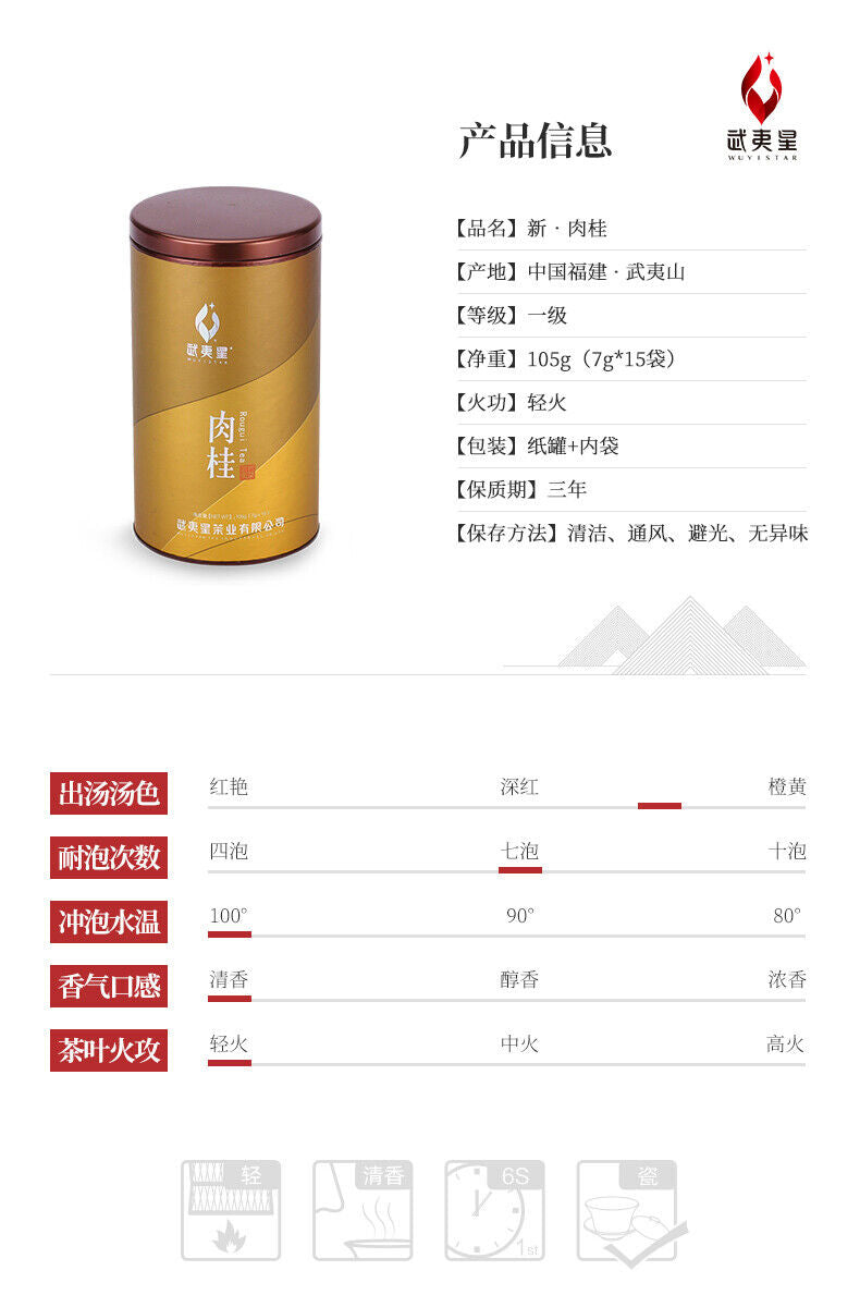 HelloYoung Wuyi Star New Rou Gui Rougui China Cinnamon Wu Yi Oolong Rock Tea Yan Cha 105g