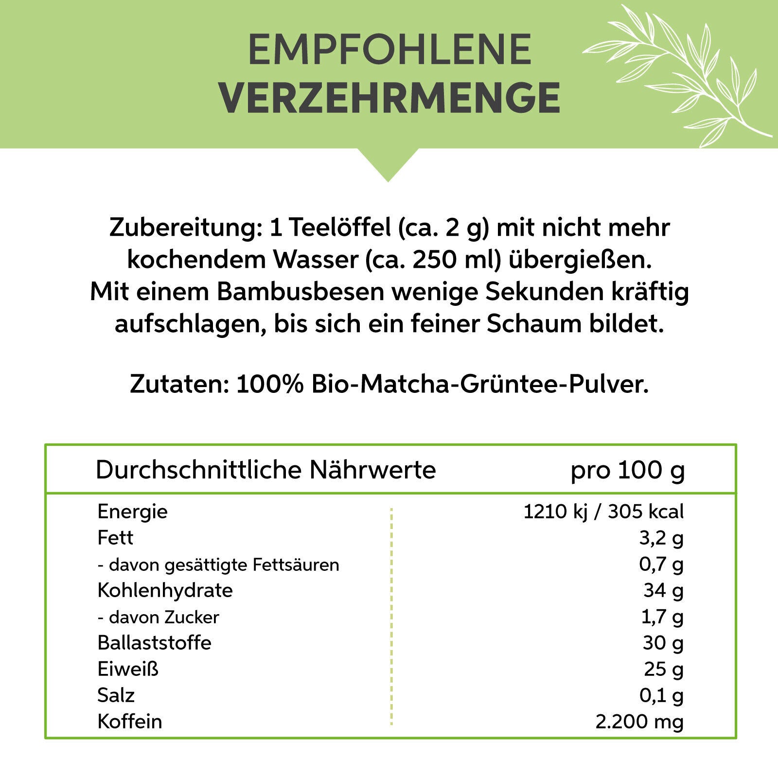 Bio Matcha Pulver Tee 250g | Premium Matchapulver | 100% ohne Zusätze | Grüntee