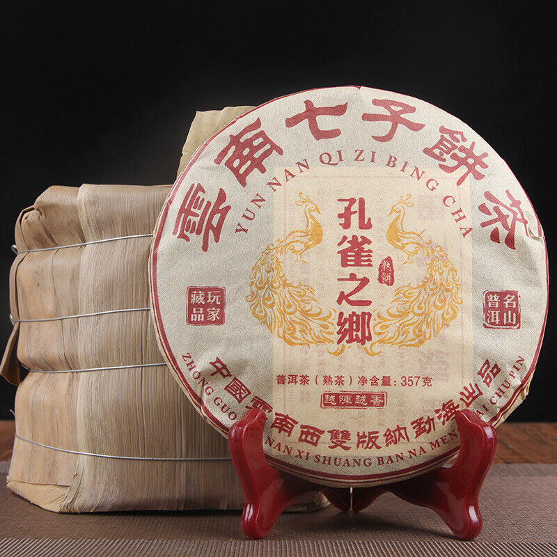 Menghai Peacock Hometown Pu'er Pu-erh Tea Ripe Puer Cake Shu 357g