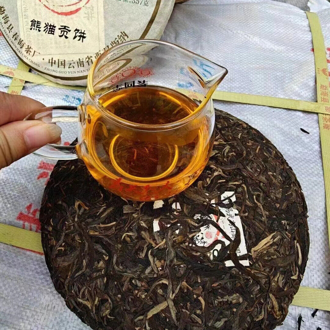 357g Yunnan Old Puerh Raw Tea Cake Panda Sheng Pu-erh Tea Aged Pu'er Tea