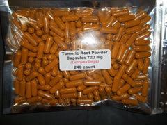 Tumeric (Turmeric) Root Powder Capsules (Curcuma longa) 720 mg 240 count