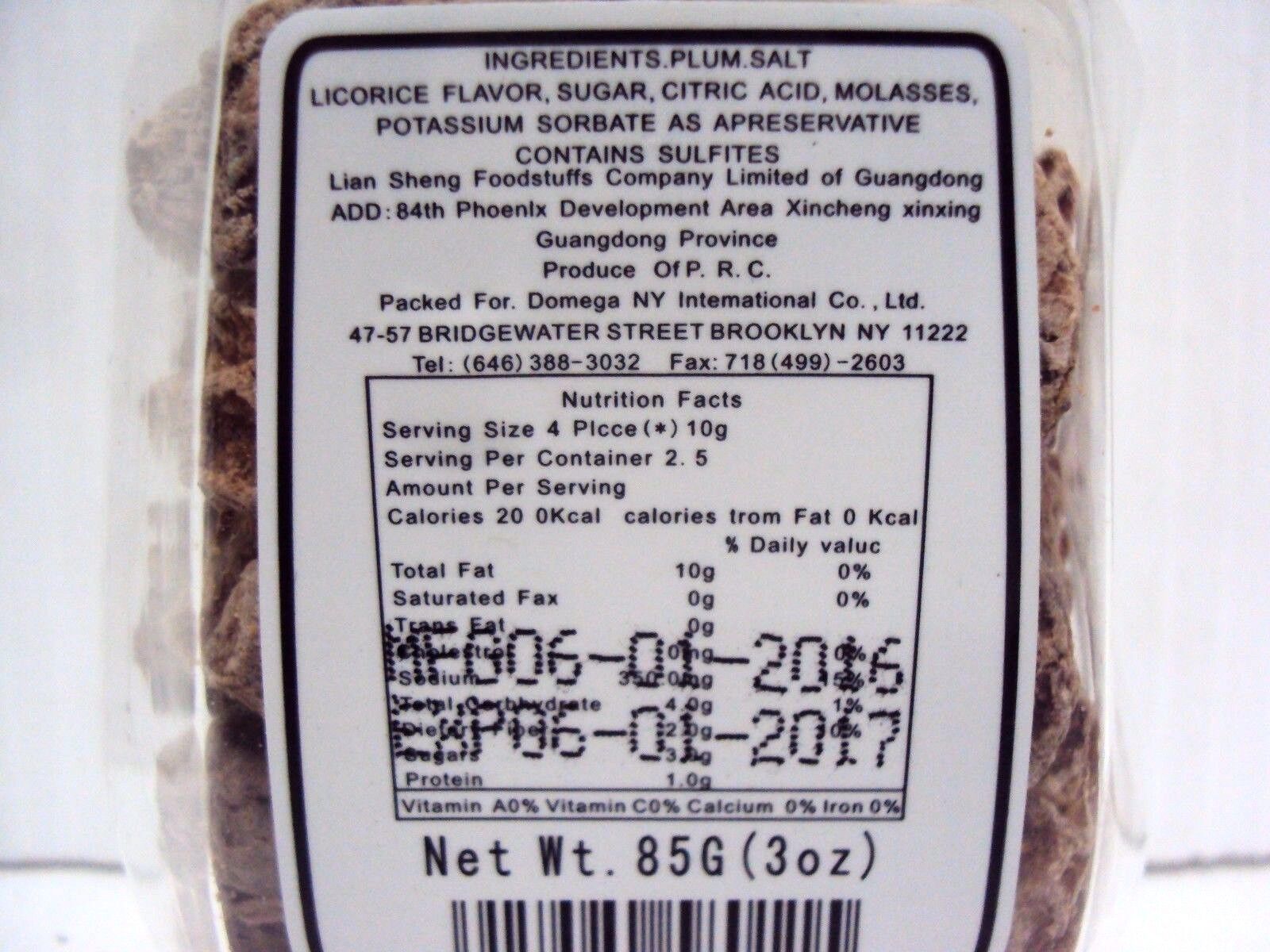 2 Bottles Dried Preserved Plum 3 oz Sour-Sweet Traditional Chinese Snack