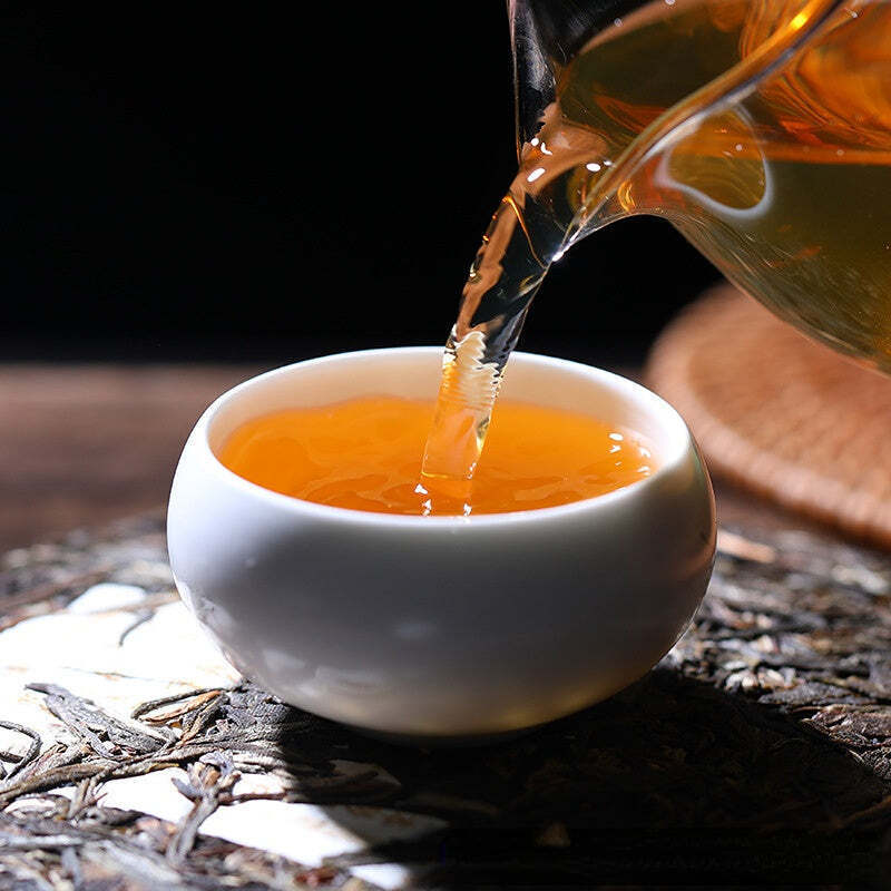 357g Menghai Pu'er Ripe Tea Hualiangzhuzi Puerh Cooked Tea Cake Old Pu-erh Tea