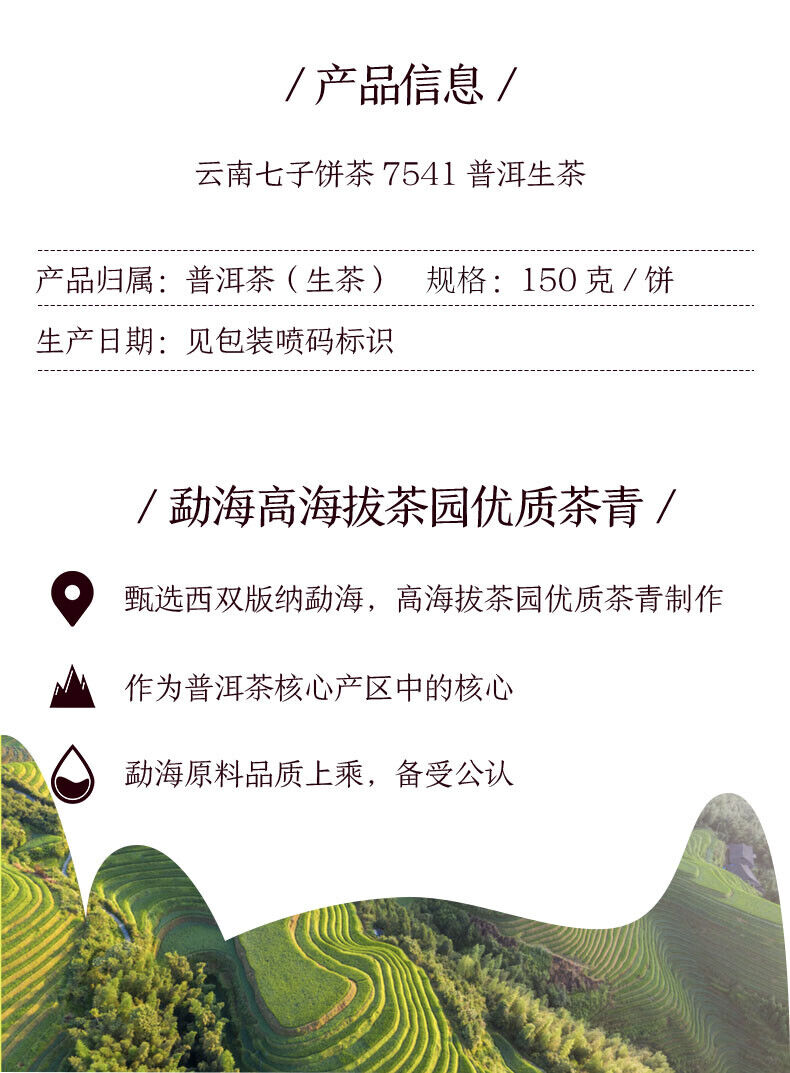 2021 CHINA TEA Puer Raw Puerh Tea 7541 Classic 150g ZhongCha Liushan Tea Boxed