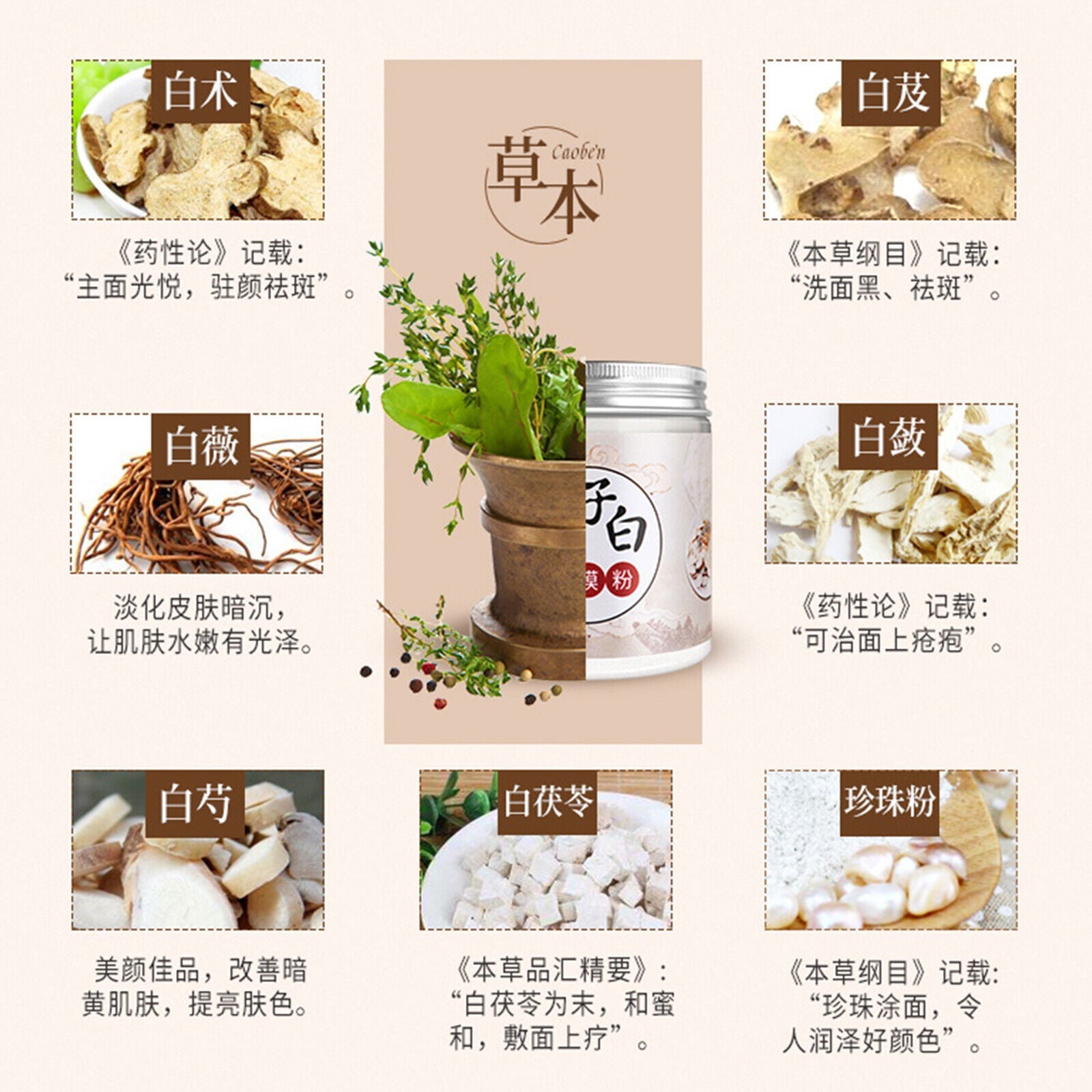 北京同仁堂七子白面膜粉 Beijing Tongrentang Qi Zi Bai Mian Mo Fen Qizibai Mianmofen