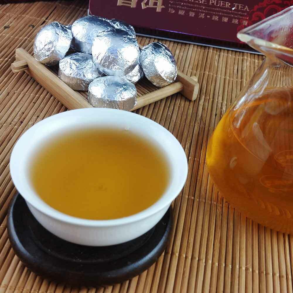HelloYoung /Yr Mini Shen Puerh Silver Tin Foil Packing Tuocha Raw Puer Tea 75g