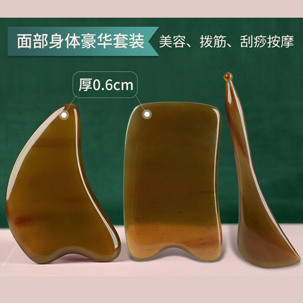 派朗天然牛角刮痧板面部美容器全身通 Pai Lang Tian Ran Niu Jiao Gua Sha Ban Mian Bu Mei Rong Qi