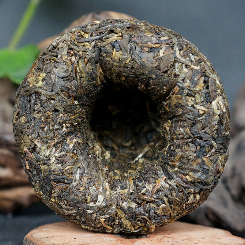 Natural Xiaguan Pu'er Tea Shangpin Jinsi Gold Ribbon Tuo Cha Aged Puer 100g