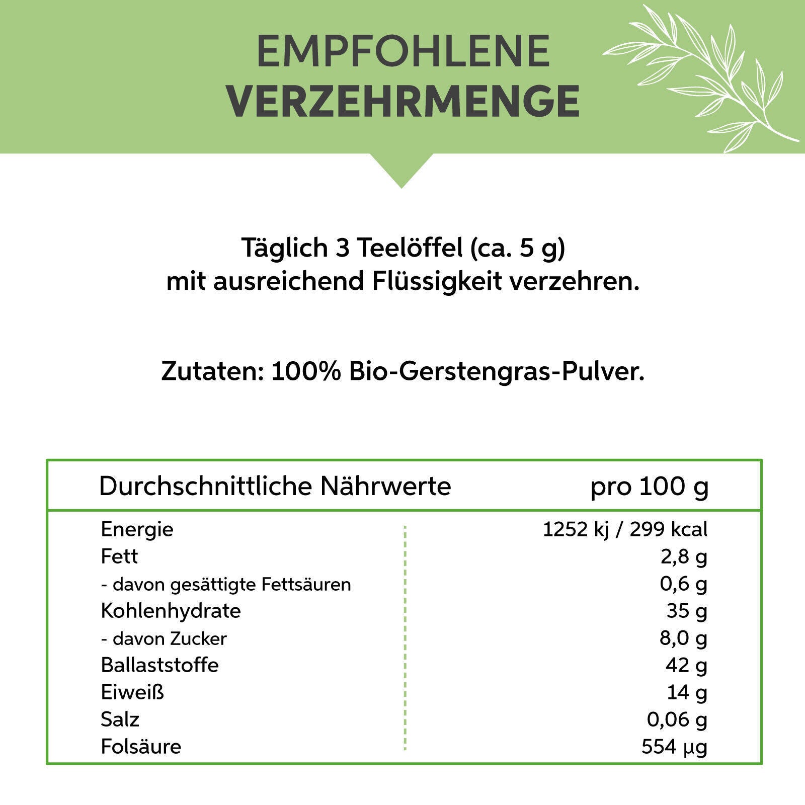 Organic Barley Grass Powder ground | German Barley Grass pure without additives