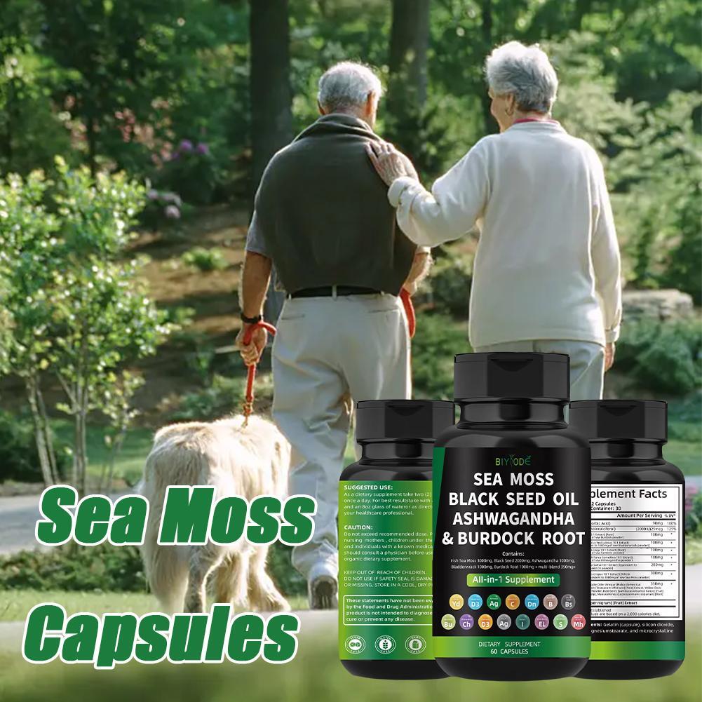 Certified Organic Sea Moss Capsules Irish Sea Moss Bladderwrack Burdock Root