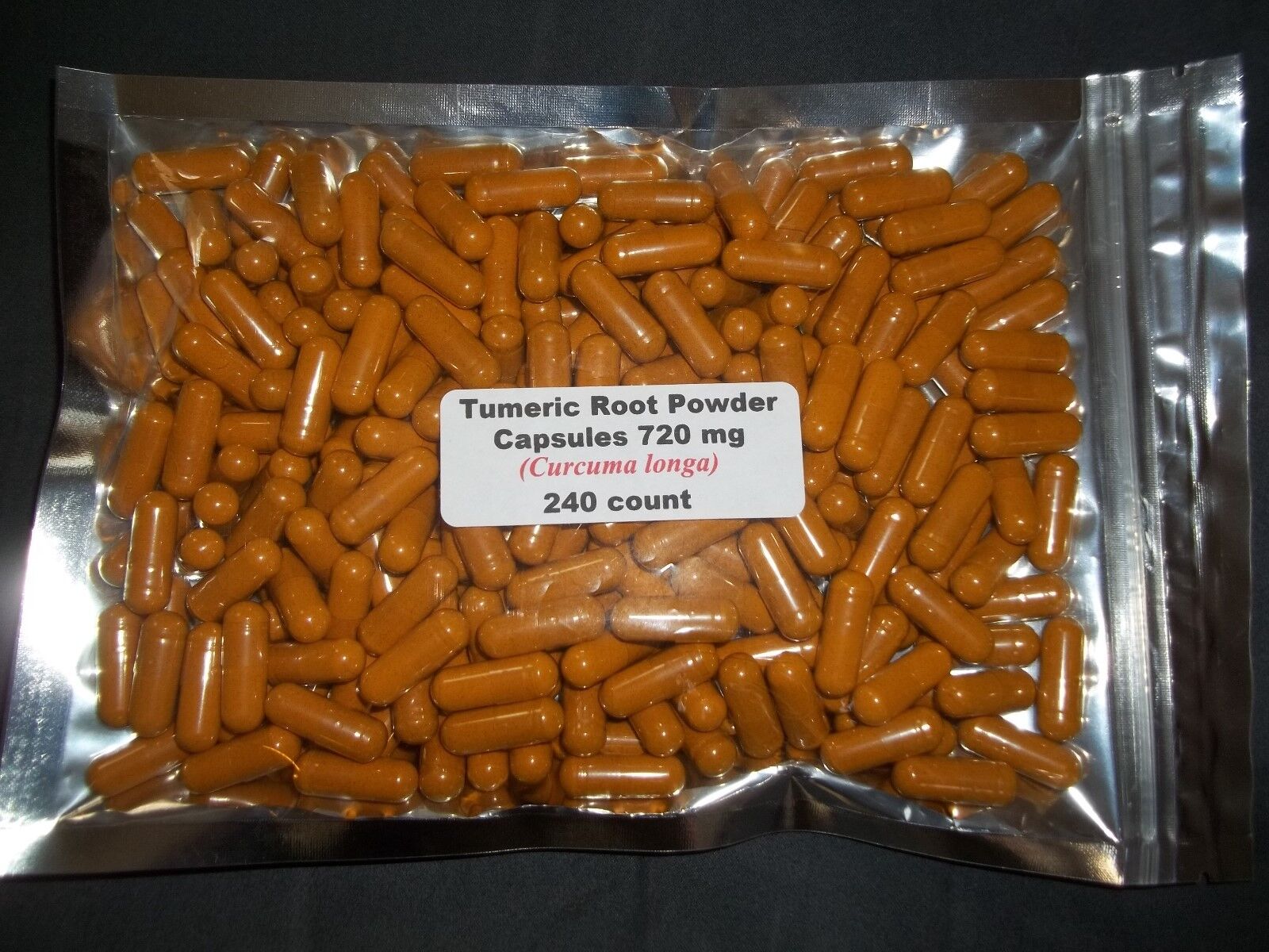 Tumeric (Turmeric) Root Powder Capsules (Curcuma longa) 720 mg 240 count