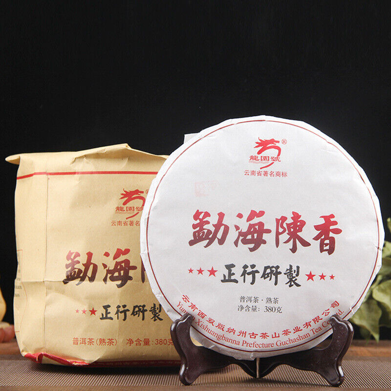 Organic Menghai Chen Xiang Ripe Puer Tea Long Yuan Hao Mellow Old Puer Tea 380g